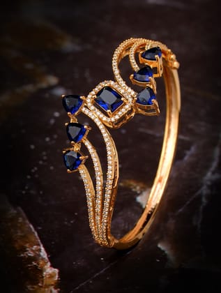 Gold plated Blue AD studded handcrafted stylish Bracelet for Women & Girls Gold plated Blue AD studded handcrafted stylish Bracelet for Women & Girls