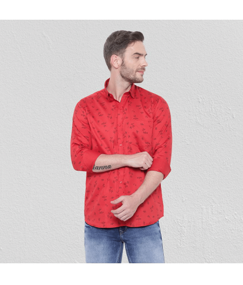 leeway - Red Cotton Blend Slim Fit Men's Casual Shirt ( Pack of 1 )