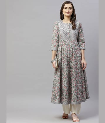 miravan - Blue Cotton Women's Anarkali Kurti ( Pack of 1 )