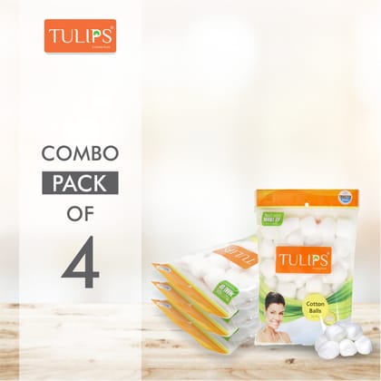 Tulips Nail Polish Remover, White Cotton Ball 50 Pcs in a Ziplock Bag (Pack of 4)