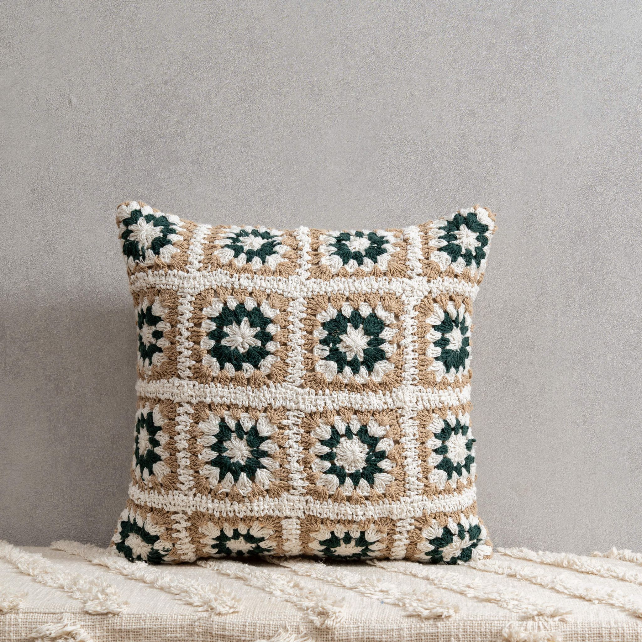 Dreamy Crochet Cushion Cover-16"x16" / Single