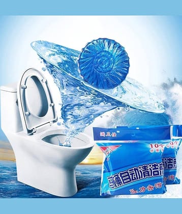 Radhe Creation (Pack 1 - 10pc) Automatic Toilet Bowl Cleaner Tablets Bathroom Toilet Tank Cleaner Blue Clean Bubbles,Strong Detergent Ability,Long lasting 300 brushes,Mild Fresh Pine Scent(10 Pack)05:45&nbsp;PM