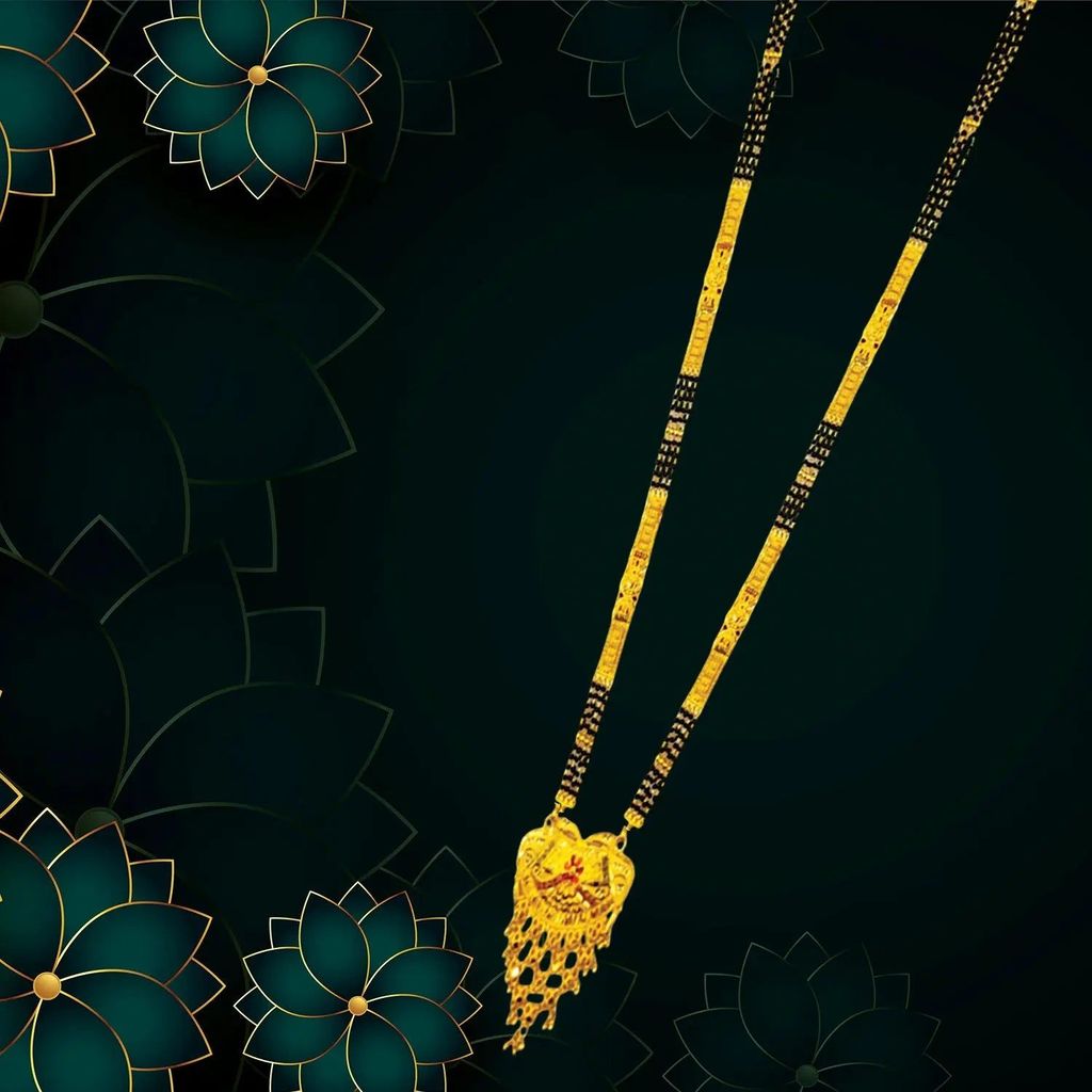One gram gold Mangalsutra for Everyday Wear with Black Beads Stones