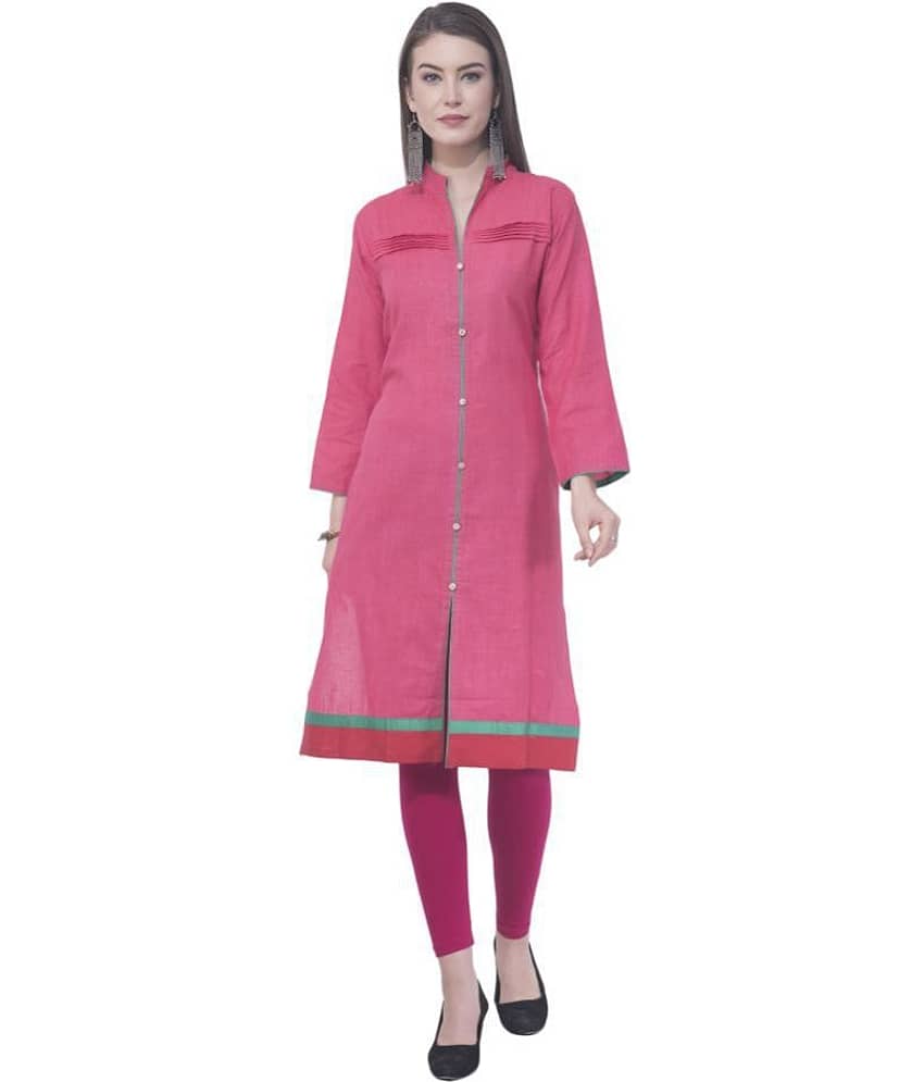 A R Silk - Red Cotton Women's Front Slit Kurti