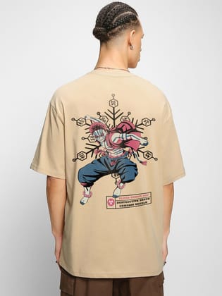 Akaza Upper Rank Demon Oversized T-Shirt-Taupe / S
