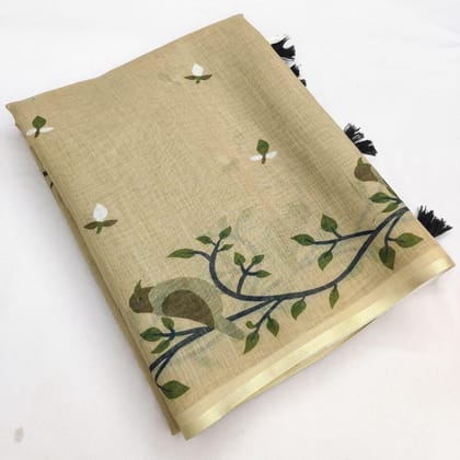 Olive Linen Saree