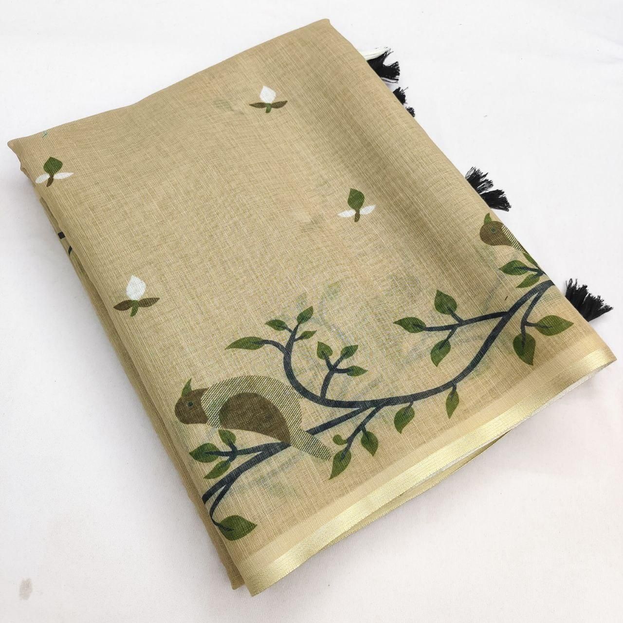 Olive Linen Saree