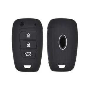 Premium Silicone Key Cover for Hyundai I20 2023, Kona, Verna 2018 Onwards (3 Button Flip Key)  Black, Durable, Protective, Scratch-Resistant & Easy to Use.