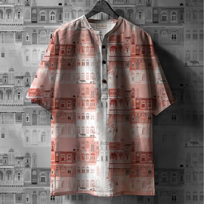 घराना Printed Kurta Shirt #81-XS / Half Sleeve