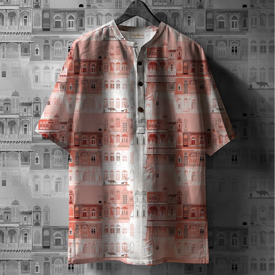 घराना Printed Kurta Shirt #81-XS / Half Sleeve