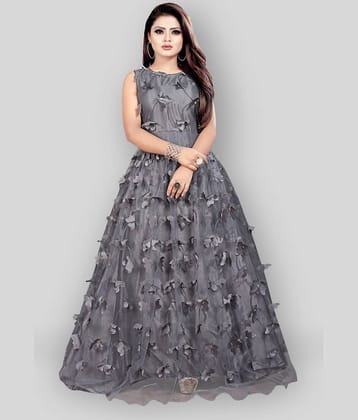 JULEE - Red Flared Net Women's Stitched Ethnic Gown ( Pack of 1 )