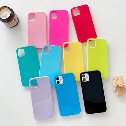 iPhone Neon Glossy Color Soft Silicone Cases-iPhone 15 / White