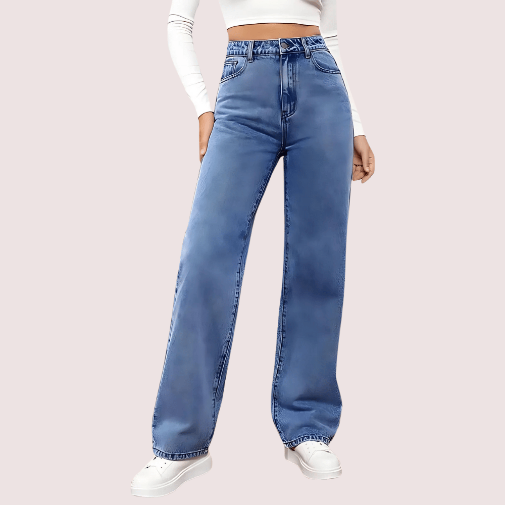 High Waisted Washed Straight Leg Jeans for Women - Jeans | Buy online on ZillyBuy