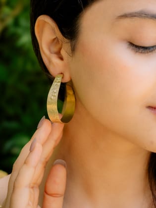 Risen Hoop Earrings Brass (Anti Tarnish)