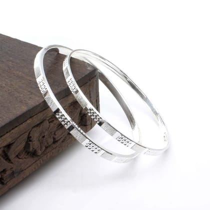 990 Sterling Silver Women Bangles Bracelet (Kangan)-Pair-5.4 CM (2.12 Inch) 2.2
