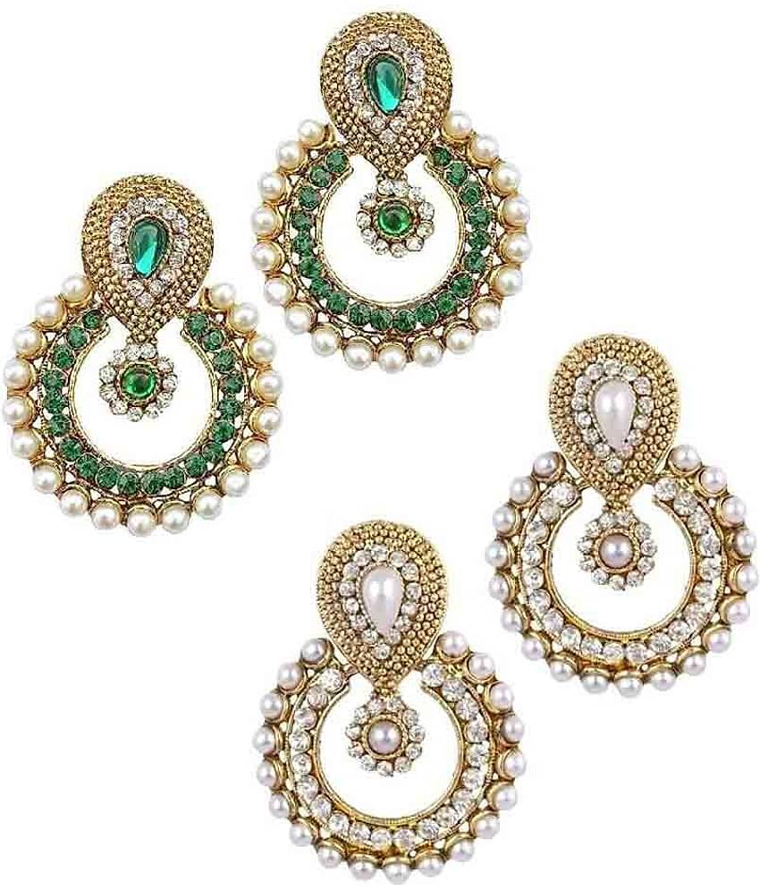 YouBella Multicolour Alloy Hanging Earrings Combo of 2