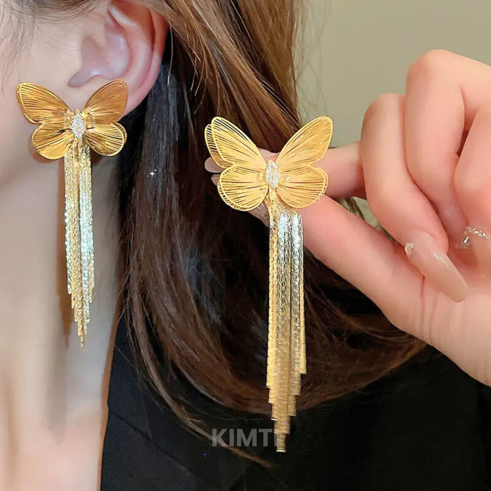 Golden Butterfly Dangler Earring