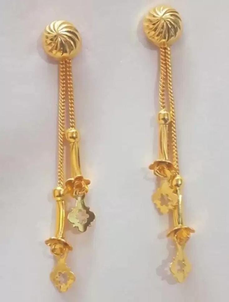 Beautiful, Fancy Earring (Sui Dhaga) Sui Leaf Golden Indian Casual Daily Use