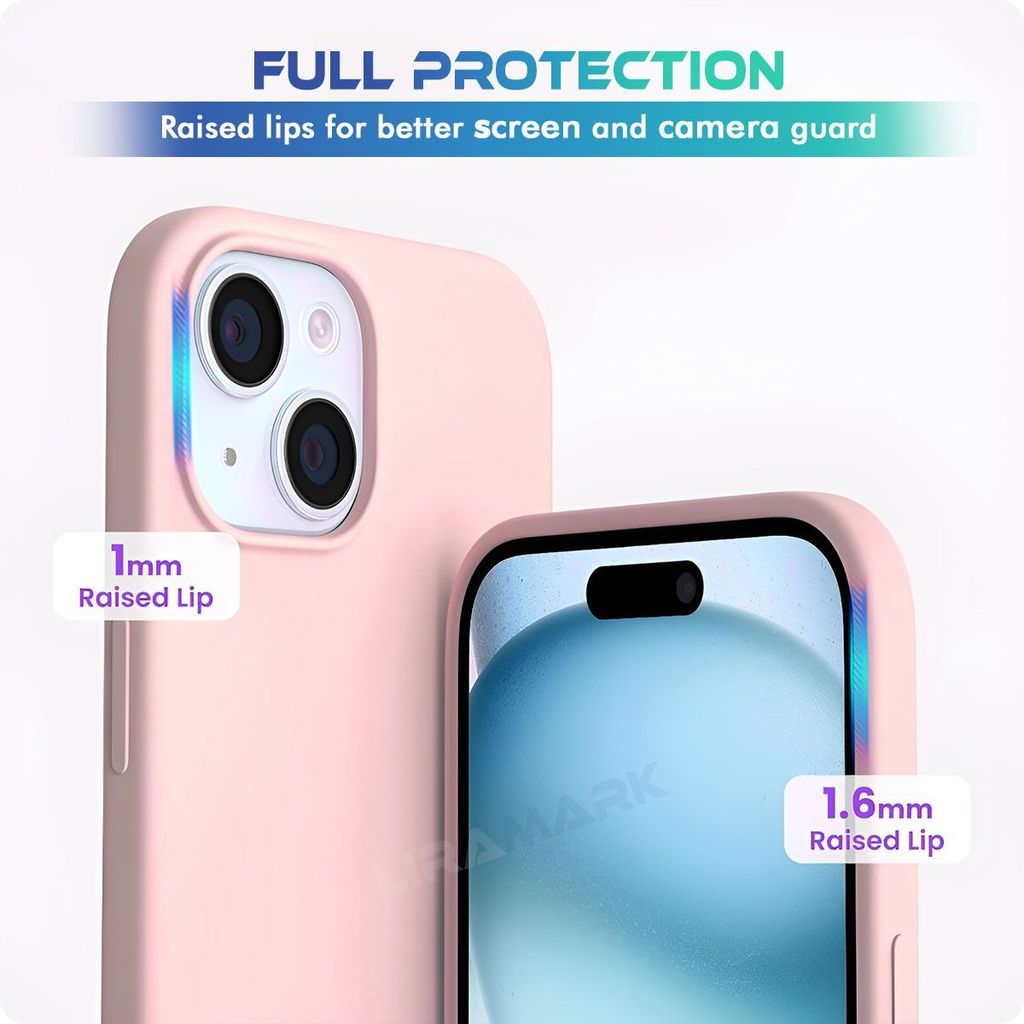 LIRAMARK Liquid Silicone Soft Back Cover Case for iPhone 15 Plus (6.7 inch)