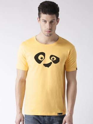 Young Trendz Bio-Wash Cotton Half Sleeve PANDAEYES1 Graphic Printed YELLOW1 T-Shirt-YELLOW / Medium / 100% Bio Wash Cotton