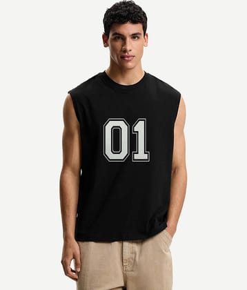 clafoutis Men Cotton Blend Relaxed Fit Printed T-Shirt ( Black )