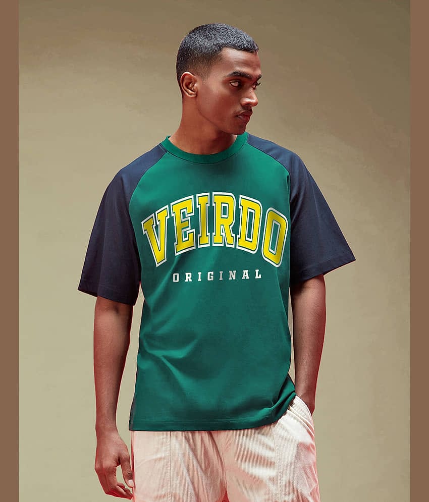 Veirdo Men Cotton Oversized Fit Printed T-Shirt ( Multicolor )