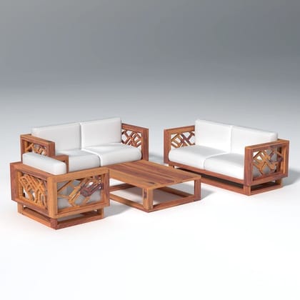 Cushy Solid Sheesham Wood 5 seater sofa Set