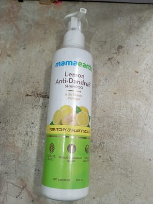 Mamaearth Lemon Anti-dandruff Shampoo With le non & ginger For itchy & flaky scalp Made dermatologically for Safe Hairt Tested Net content 250 ml Ber Er 