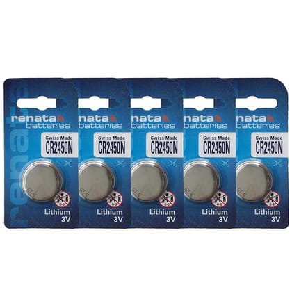Renata Cr 2450 3V Lithium Battery Coin Cell 2450N (Blister Pack) Fresh Stock Swiss Made - 5 Pieces