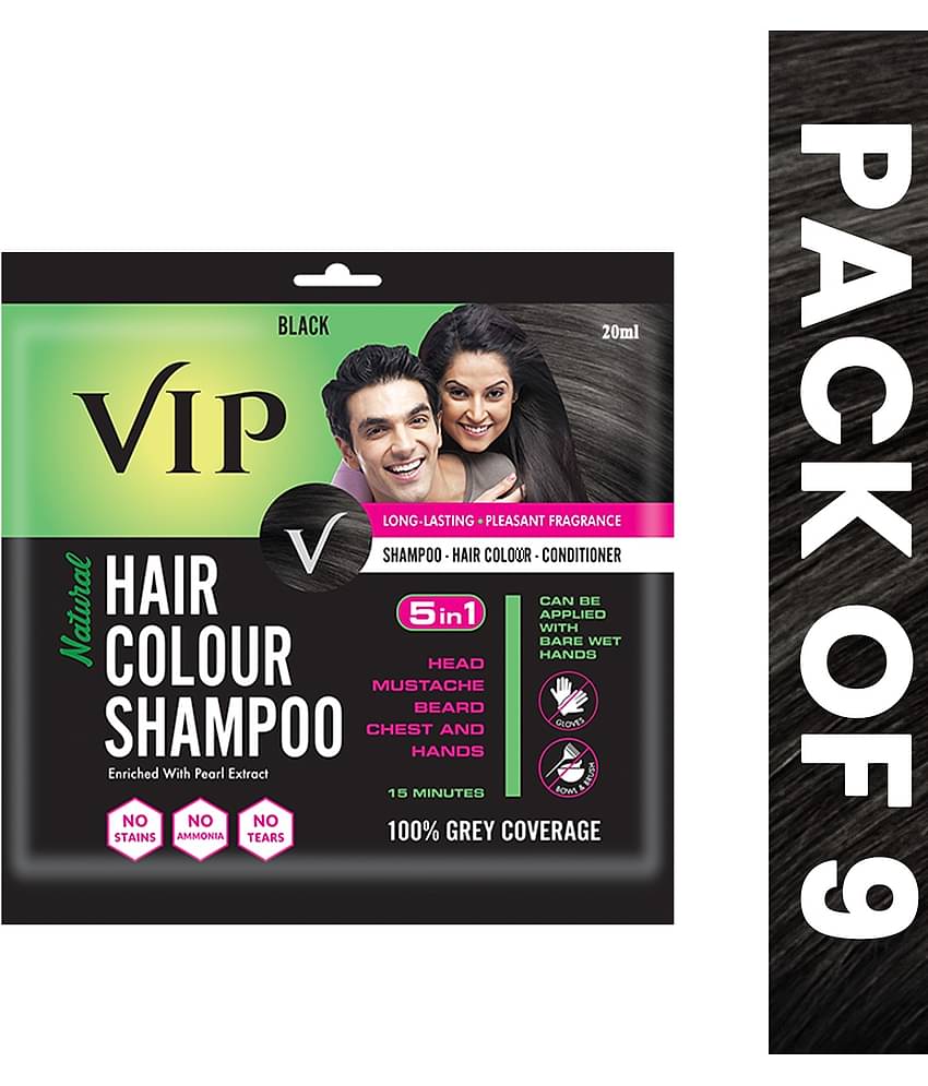 VIP Hair Colour Shampoo Unscented Permanent Hair Color 180 mL Black