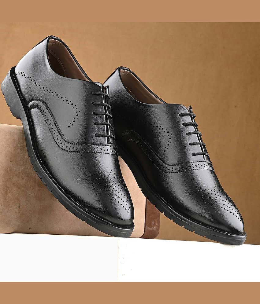 John Karsun Black Men's Derby Formal Shoes