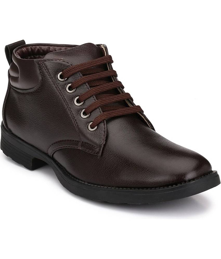 Mactree Derby Artificial Leather Brown Formal Shoes