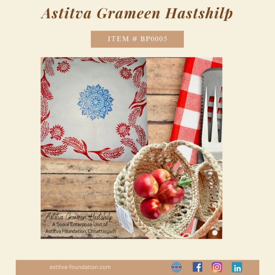 Hand Block–Printed Floral Cotton Placemats 