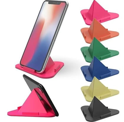 Three-Sided Triangle Desktop Stand Mobile Paradise Universal Phone Pyramid Shape Holder Desktop Stand (Multi Color) (Pack of 5) Mobile Holder