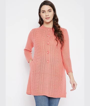 zigo Woollen Round Neck Women's Buttoned Cardigans - Peach ( Single )