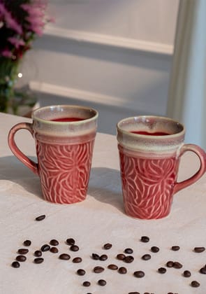 Pink-Green Pigeon Mugs-Set of - 2