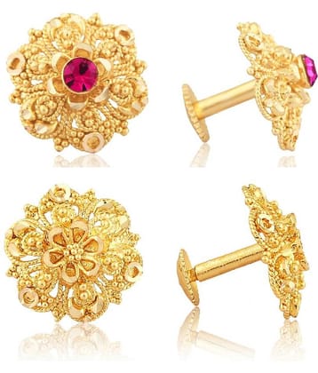 Vighnaharta - Golden Stud Earrings ( Pack of 2 )
