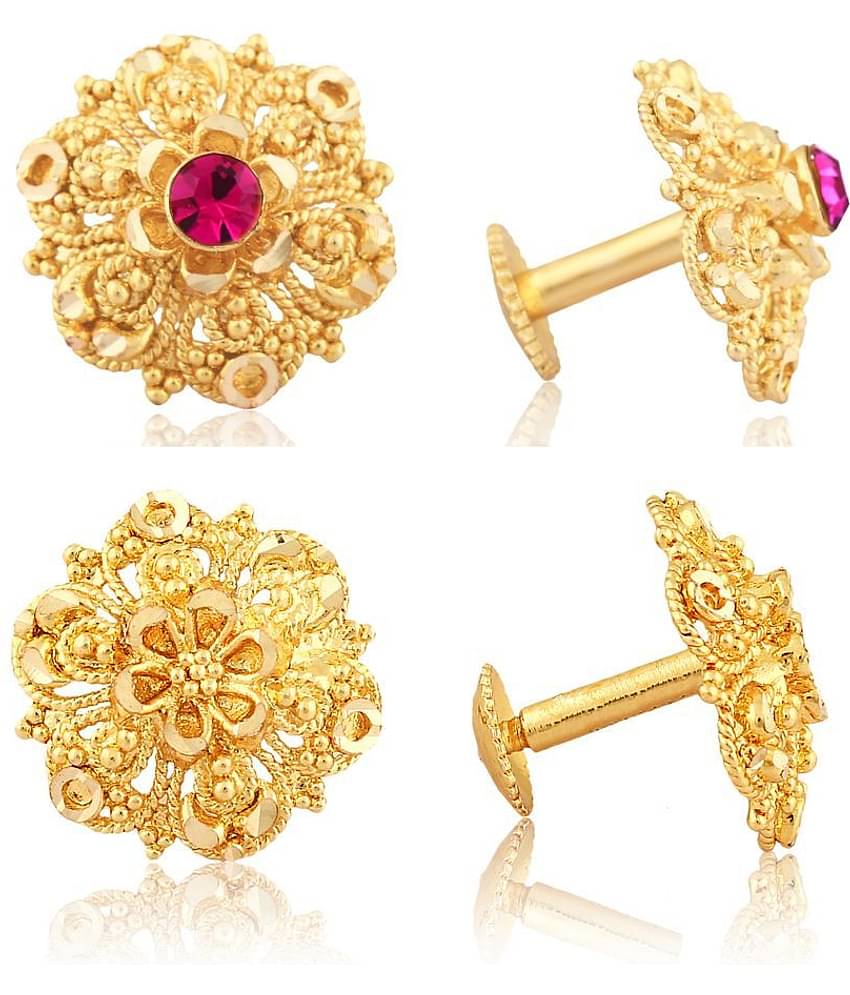 Vighnaharta - Golden Stud Earrings ( Pack of 2 )