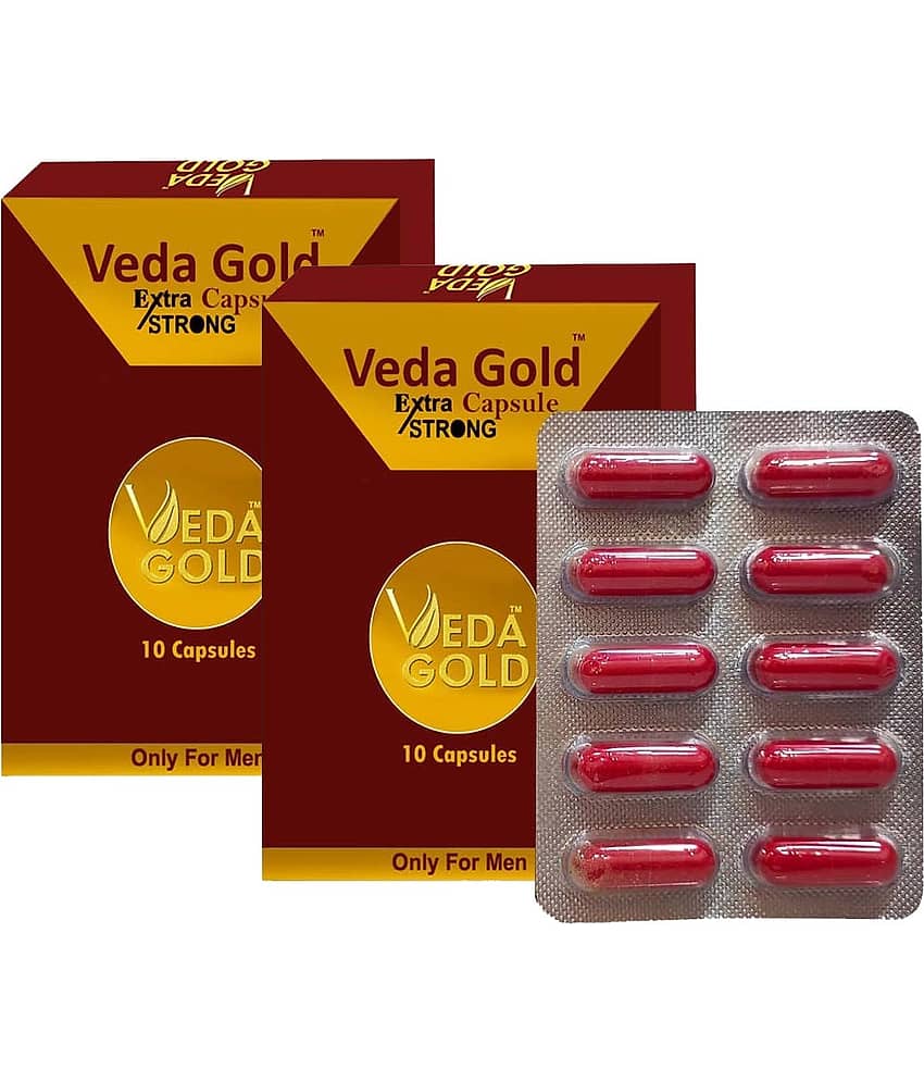 Veda Gold Extra Strong Capsules Only For Men with Ashwagandha, Gokshura, Shatavari, Safed Musli For Men Strength Stamina & Power (20 cap).