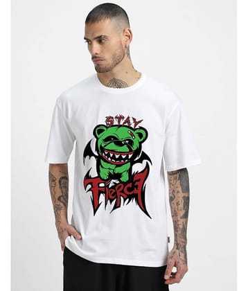 Veirdo Pack of 1 100% Cotton Oversized Fit Men's T-Shirt ( White )