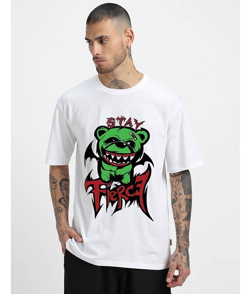 Veirdo Pack of 1 100% Cotton Oversized Fit Men's T-Shirt ( White )