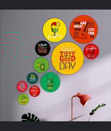 Saf Wood Beautiful modern art round shape design Wall Sculpture Multi - Pack of 11