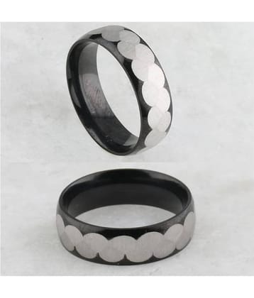 Silver Shine Stainless Steel High Standards Silver-Black plated Ring Band for Boys and Men