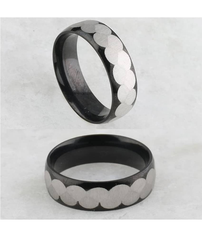 Silver Shine Stainless Steel High Standards Silver-Black plated Ring Band for Boys and Men