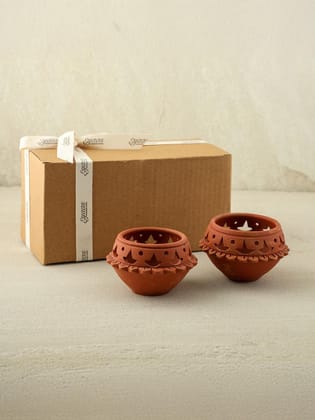 Eyaas Clay Matka Diya Set of 2