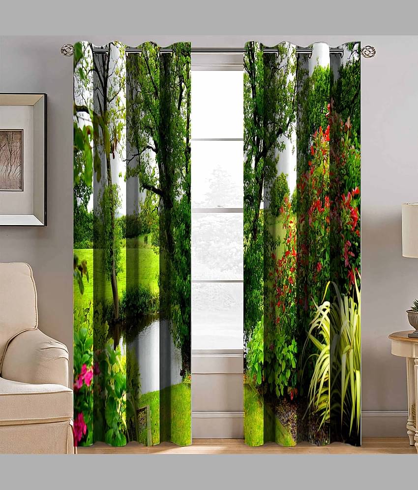 BELLA TRUE Printed SemiTransparent Curtain 7 ft Pack of 2 Multi Color