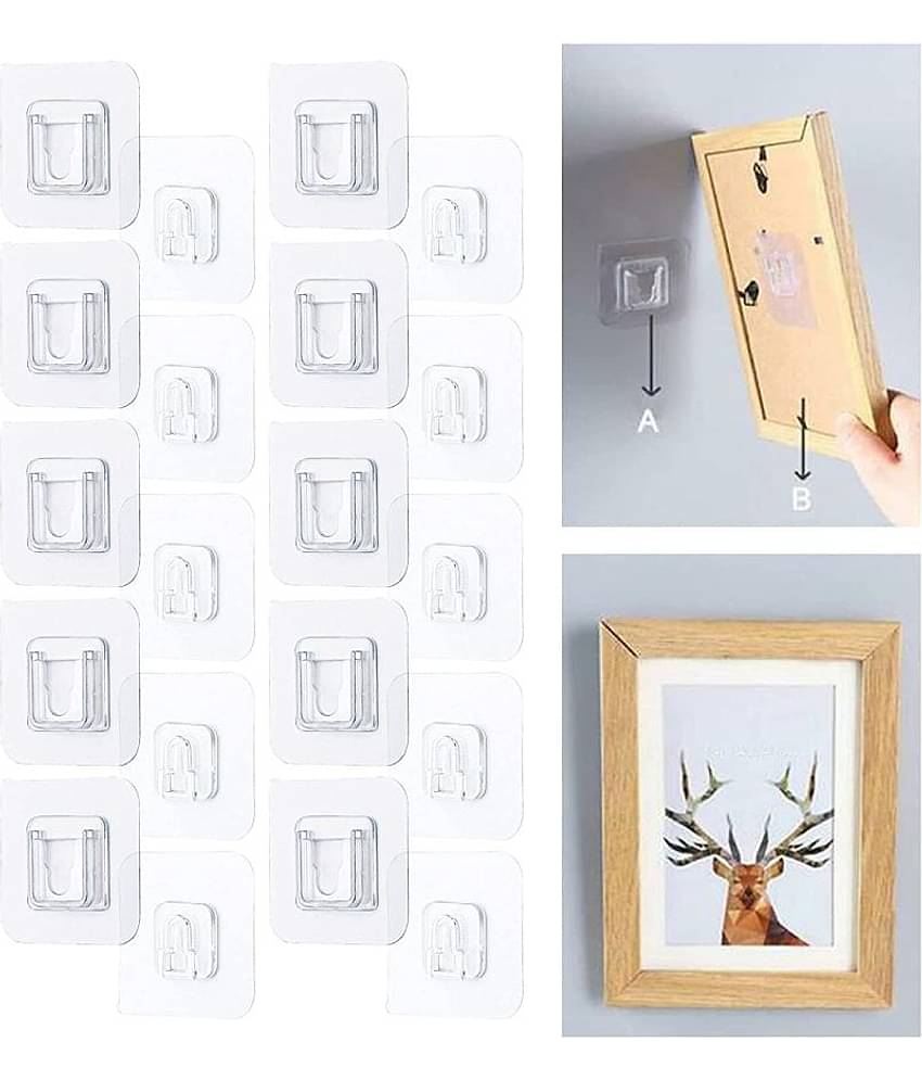 Mr Bhoot Double Side Wall Hooks for Photo Frames (pack of 10),Waterproof Heavy Duty 3Kg Load Double Sided Adhesive Wall Hooks, Photo Frame Hanging Hooks, Adhesive Hooks for Wall Sticker Hook  (Pack of 10)