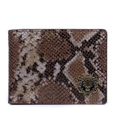Python Snake Skin Textured Leather Bi-Fold Wallet-FS