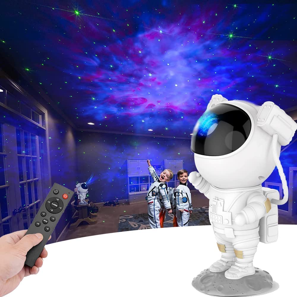 Astronaut Galaxy Projector with Remote Control - 360° Adjustable Timer Kids Astronaut Nebula Night Light Lamp for Baby Adults Bedroom,Gaming Room,Home and Party,LED,White