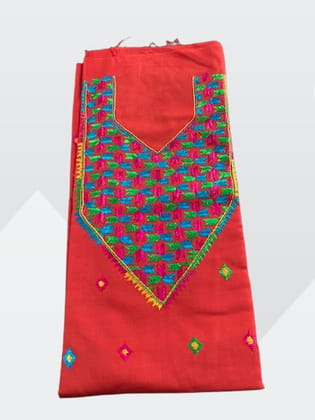 Red Hand Embroidery Punjabi Phulkari Suit Red Hand Embroidery Punjabi Phulkari Suit